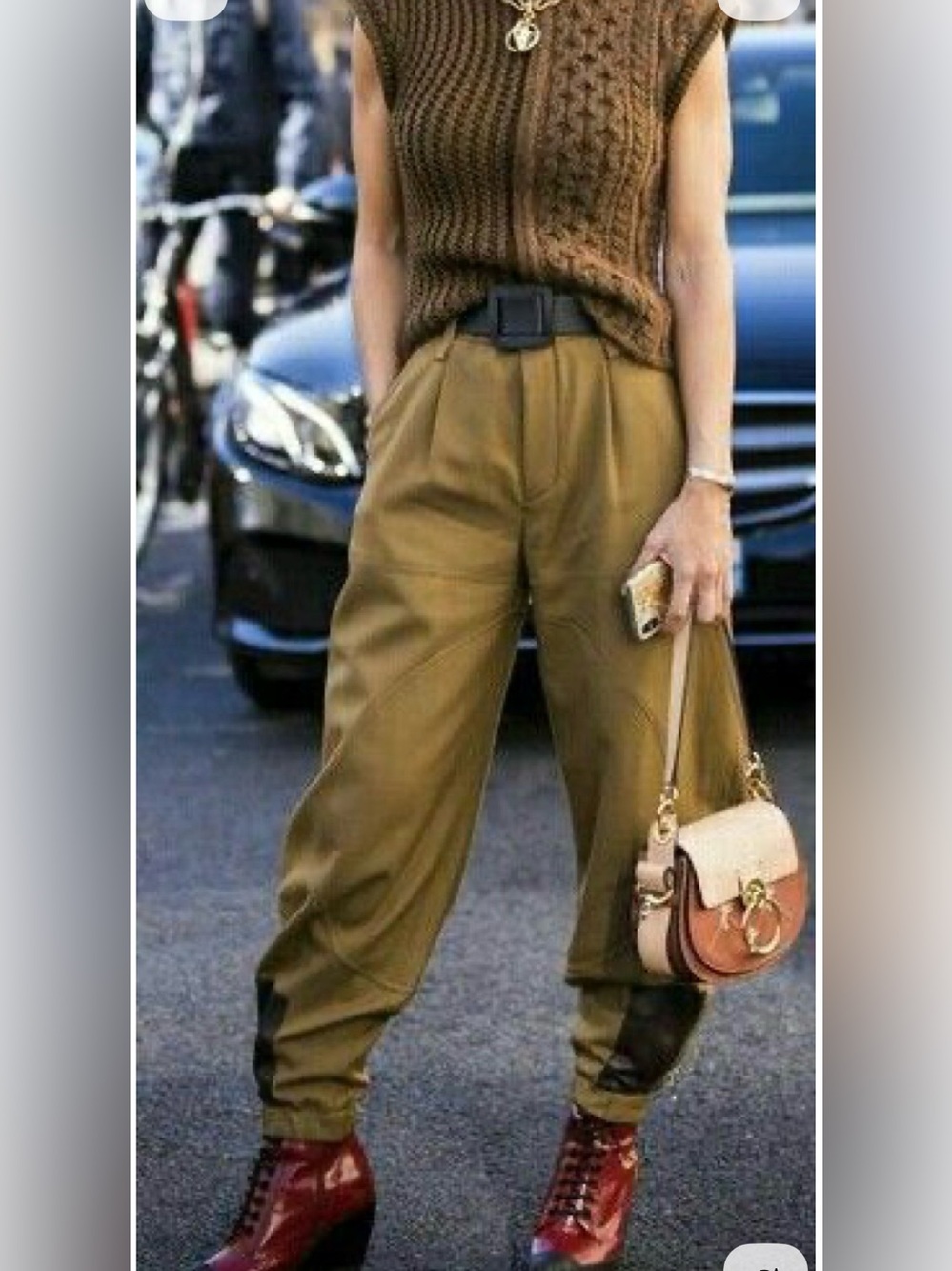 Olive Wool High-Waisted Pleated Trousers - Small